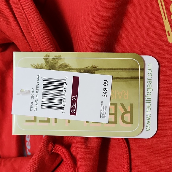 Reel Life Sweatshirt Hoodie Red XL Fisherman Graphic on Back - Picture 7 of 11